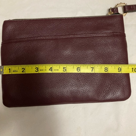 Aimee Kestenberg Burgundy Leather Wristlet with Gold Accents - Picture 8 of 13